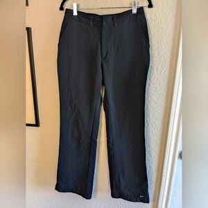 Nike Straight Leg Nylon Golf Pants Size S Black Front Zip Pockets